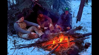 Building a Bushcraft Shelter in the Alaska Wilderness with my Buds [upl. by Ylenats]