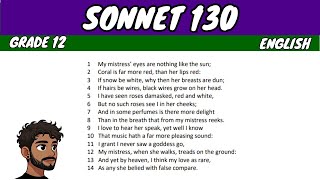 Sonnet 130 by William Shakespeare Grade 12 English Poetry [upl. by Daeriam793]