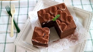 Chocolate ganache cake ふわふわ生地とガナッシュのちょこけーき♪ [upl. by Ostraw]