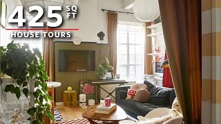 House Tours A Colorful Transformed 425 Sq Ft Studio Apartment in Brooklyn NY [upl. by Enyrehtac340]