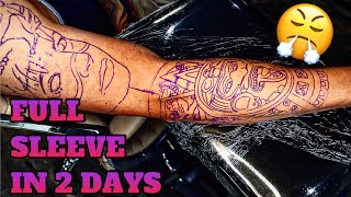 FULL SLEEVE IN 2 DAYS can my client handle it 😎 tattoo tutorial by mrreyesink [upl. by Frolick]