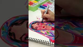 DRAW PORTRAIT WITH ME  Using alcohol amp acrylic markers drawing artideas sketchaday arrtxmarkers [upl. by Acemat]