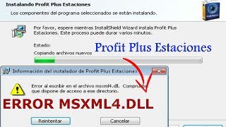 Como Solucionar ERROR AL ESCRIBIR EN EL ARCHIVO MSXML4DLL Estaciones Profit 2018 [upl. by Brooke346]