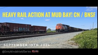 Heavy CN and BNSF Rail Action at Colebrook RoadMud Bay [upl. by Kirk]