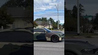 Camo Wrapped Charger Hellcat Leaving a Car Show [upl. by Wilfreda406]