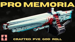 PRO MEMORIA PVE God Roll  Crafting Guide  New Strand Heavy Machine Gun  Destiny 2 [upl. by Airotkiv]