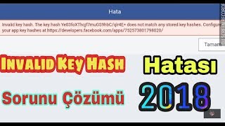 Oyunlara Facebook Hesabıyla Girilememe Sorunu Facebook Invalid Key Hash Sorunu Çözümü  2018 [upl. by Aicargatla]