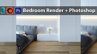 3ds Max Corona render Minimalist bedroom  Post Production [upl. by Shelman523]