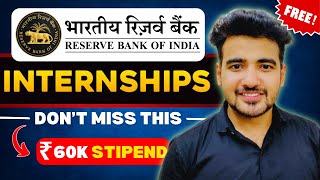 RBI Free Internships for Students  RBI Summer Internship  For Fresher Graduate amp Post Graduate [upl. by Leia454]