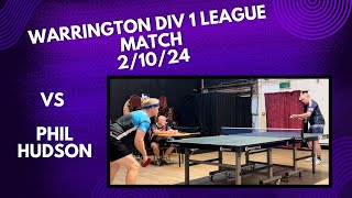 Neil Myatt vs Phil Hudson Short pips both sides  Warrington Div 1 League Match  21024 [upl. by Lenwood120]