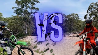 Kx 250f vs Ktm 250 2t Very short video [upl. by Noxas]