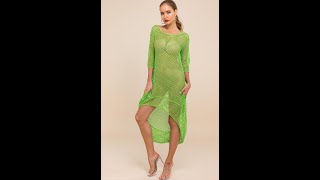 3 Colors plus size pocket sexy mesh see through loose irregular stretch dress Wholesale A28155 [upl. by Asnerek]