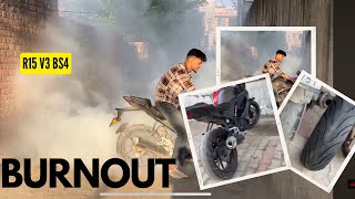 R15 v3 New tyre 180sec  R15 tyre burnout [upl. by Bodkin]