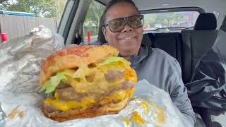 FIRST TIME TRYING WENDYS NACHO CHEESE BURGER [upl. by Nitsirc]