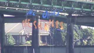 Environuts Launch Kayak Flotilla Hang Banner From I5 Bridge [upl. by Adolf]