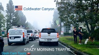 DCT🚘 Coldwater Canyon Daily morning rush hour traffic Los Angeles California USA [upl. by Peacock758]