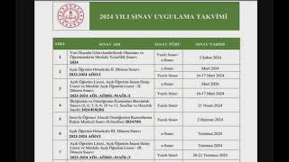 Açık Lise ve Ortaokul 2024 yılı sınav tarihleri takvimi yayınlandı MEB 2024 Sınav Uygulama Takvimi [upl. by Llenrad]