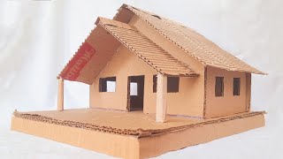 How to make simple cardboard House from cardboard  diy crafts  Cardboard ideas  Very simple craft [upl. by Ecirtal]