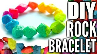 DIY RAINBOW ROCK BRACELET  How to Make a Paper Bead Bracelet [upl. by Drahsir]