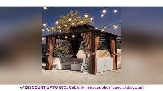 Aoxun 10 x 12 Permanent Aluminum Outdoor Metal Hardtop Double Top Gazebo with Privacy Cu [upl. by Gawen]