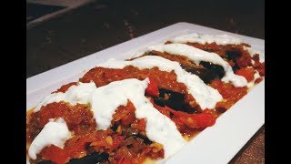 Afghani Borani Baingan Eggplant in tomato sauce topped with spiced yoghurt [upl. by Assira]