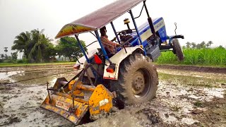 Swaraj 744 tractor stunt video in Mud place  come to village [upl. by Vickey]