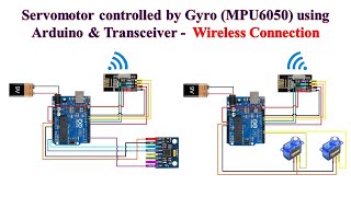 Servomotor controlled by Gyro MPU6050 using Arduino amp Transceiver  Wireless Connection [upl. by Nirrol394]