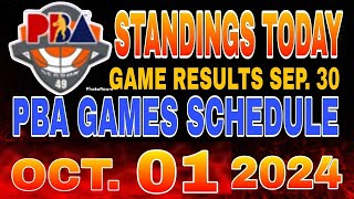 PBA Standings today as of September 30 2024  Pba Game results  Pba schedules October 1 2024 [upl. by Dennard]