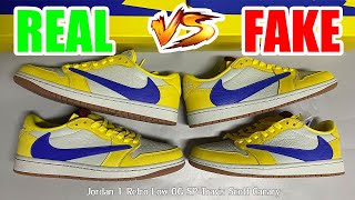 Real VS Fake Jordan 1 Retro Low OG SP Travis Scott Canary Review [upl. by Wilburn]