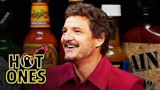 Pedro Pascal Cries From His Head While Eating Spicy Wings  Hot Ones [upl. by Storer269]