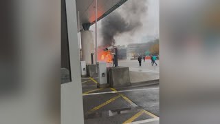 Fiery crash kills 2 at Niagara Falls border crossing FBI finds no explosives or link to terrorism [upl. by Aldous]