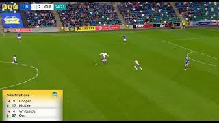 DAVID FISHER YELLOW CARD  LINFIELD V GLENTORAN  2024 IRISH PREMIERSHIP FOOTBALL [upl. by Hollingsworth]