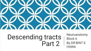 Descending Tracts Part 2 Neuroanatomy made easy by Dr Bint e Hawa [upl. by Attelrahc]