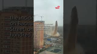 Massive Sewage Geyser Erupts in Moscow Soaring 180 Feet Above City [upl. by Neyugn]