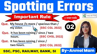 Spotting Errors  L  02  Error Detection And Correction  English Grammar Rules  By Anmol Mam [upl. by Pantin]