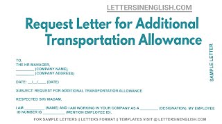 Request Letter For Additional Transportation Allowance  Letter for Additional Transport Allowance [upl. by Isacco500]