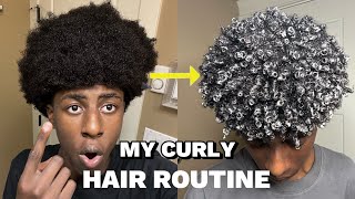 The BEST Curly Hair Routine  AFRO to CURLY [upl. by Luaped]