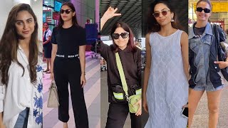 Krystle DSouza Saiee Manjrekar Surveen Chawla Sobhita D and Shweta Tripathi spotted at Airport [upl. by Lenny]