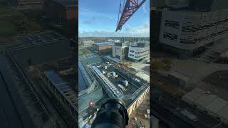 How glass is installed by a mobile tower crane  crane cranegame trending uk viralvideo work [upl. by Aciemaj249]