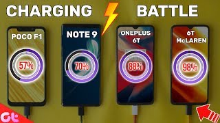 Ultimate Fast Charge Test  OnePLus 6T McLaren vs Poco F1 vs Note 9 vs OnePlus 6T  GT Hindi [upl. by Hammer563]