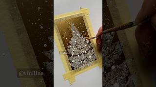 Easy way to paint Christmas tree  Leaf painting  vinillna  Christmas card  Christmas postcard [upl. by Arno]