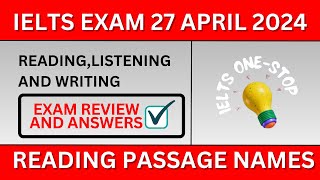 27 april ielts reading and listening answers 27 april 2024 ielts exam review [upl. by Corby]