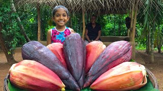 Banana Blossom Recipe ❤ Banana Flower Stir Fry Recipe Prepared in My Village by Grandma  ASMR Foods [upl. by Etac]