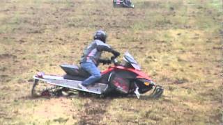 Snowmobile Drag Racing on Grass [upl. by Dorella945]