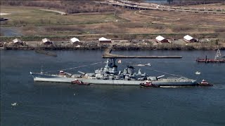 LIVE Battleship New Jersey continues voyage down Delaware River [upl. by Indira774]