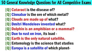 50 General Knowledge Questions for All Competitive Exams in English like UPSC Bank PO CDS SSC CGL [upl. by Goodden]