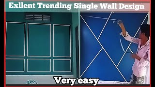 New Exllent Trending Single Wall Design painting Wall Tape design Veryeasy trending paintingideas [upl. by Anrym]