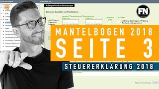 Mantelbogen 2018 Seite 3  Steuererklärung Elster Anleitung 2018  Steuererklärung 2018 Mantelbogen [upl. by Smith]