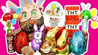 Kinder Surprise Maxi Egg Easter Bunny Eggsplosion Toy Madness PlayDoh TNT Unboxing [upl. by Naashar]