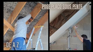 comment faire une sous pente placo suspentes fourrure plaque placo [upl. by Tamar]